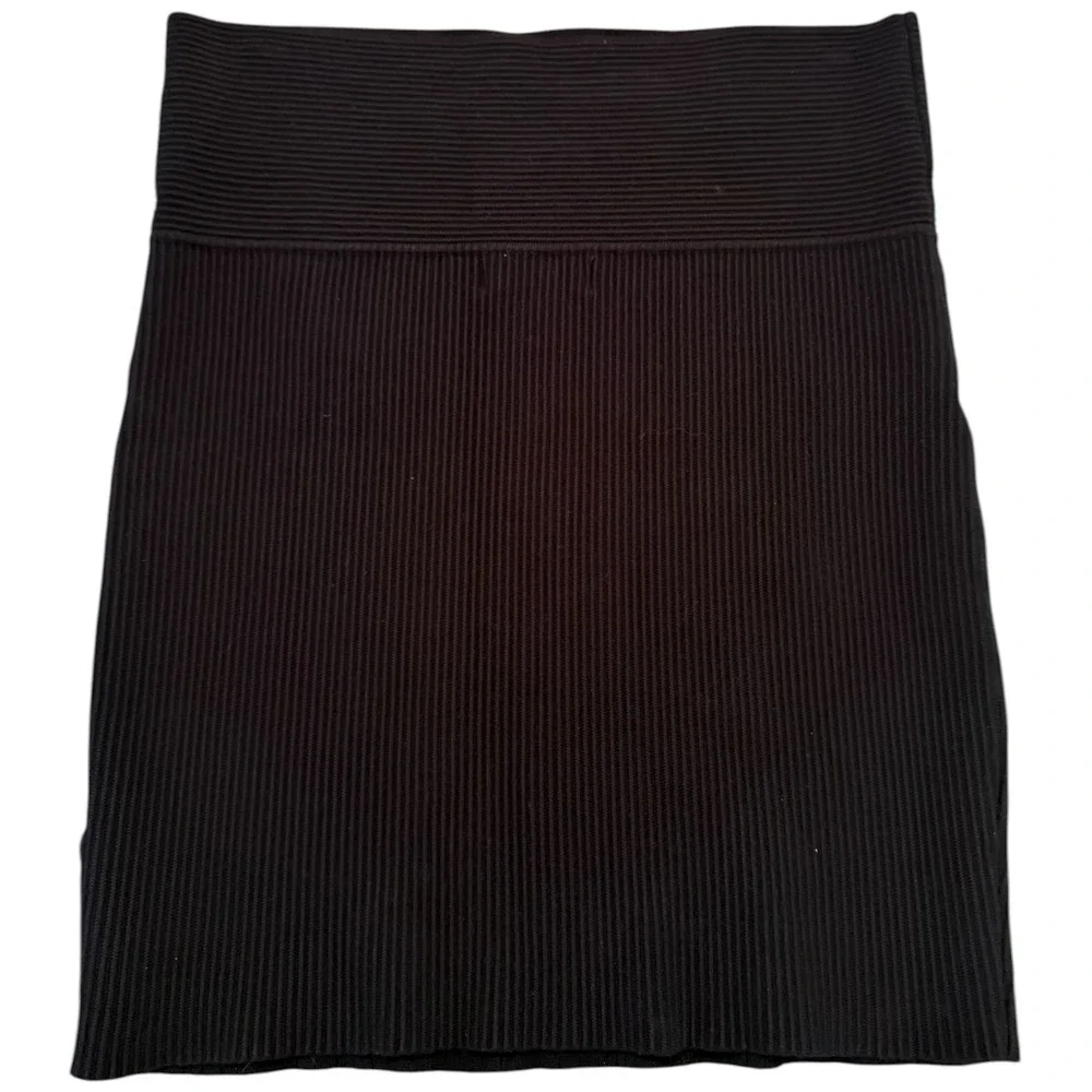House of Harlow 1960‎ Black Ribbed Knit Mini Skirt Revolve Style Sz L